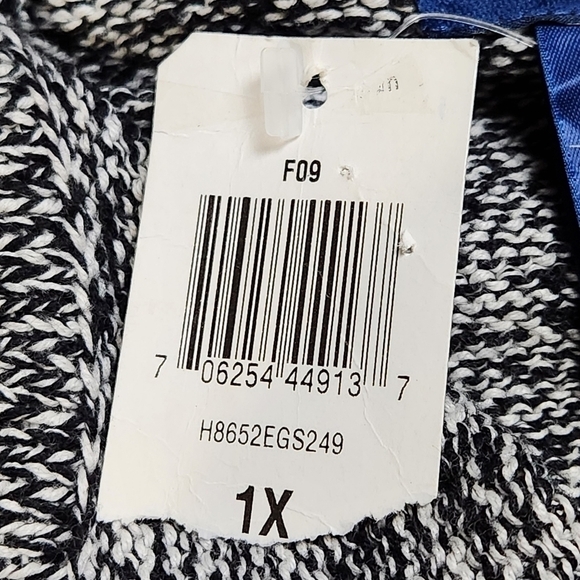 SIZE 1X Knit Sweater Turtleneck Cotton Black and white Long sleeves KAREN SCOTT - Picture 10 of 15